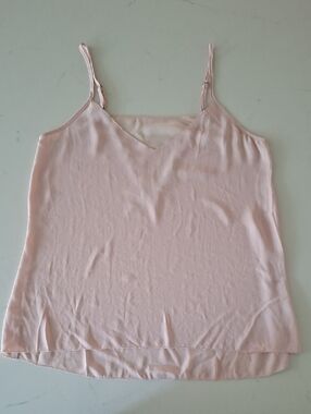 Monk & Lou Feminine Powder Pink Sheer Camisole/Tank with Mesh Panel (Size S)